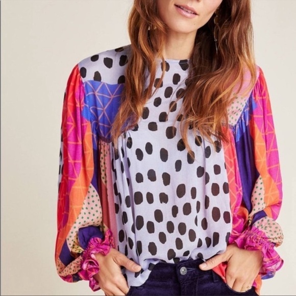 New! Bl^nK London for Anthropologie XS Miranda pesant blouse. - Picture 8 of 13